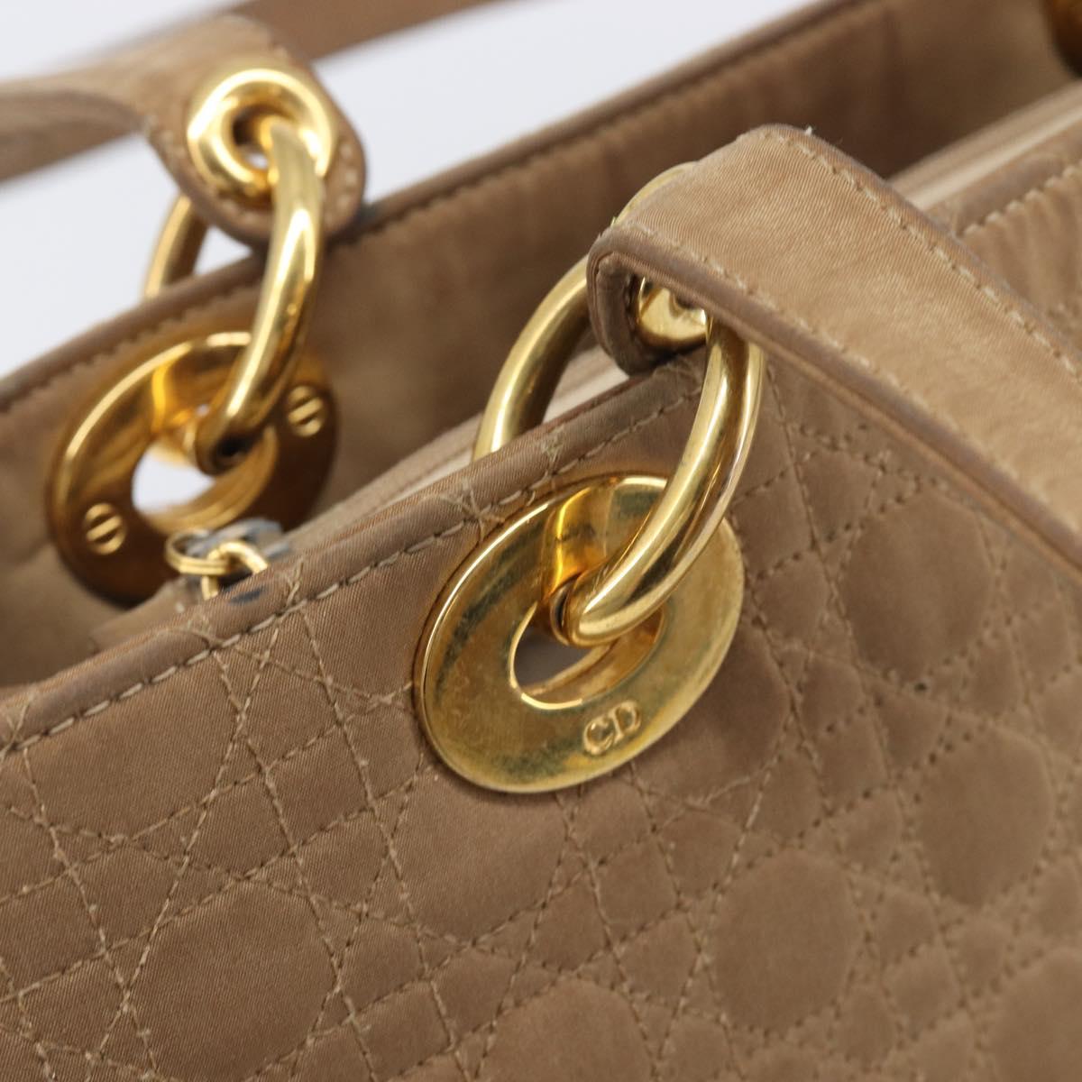 Christian Dior Canage Tote Bag Nylon Beige Gold Auth 209933