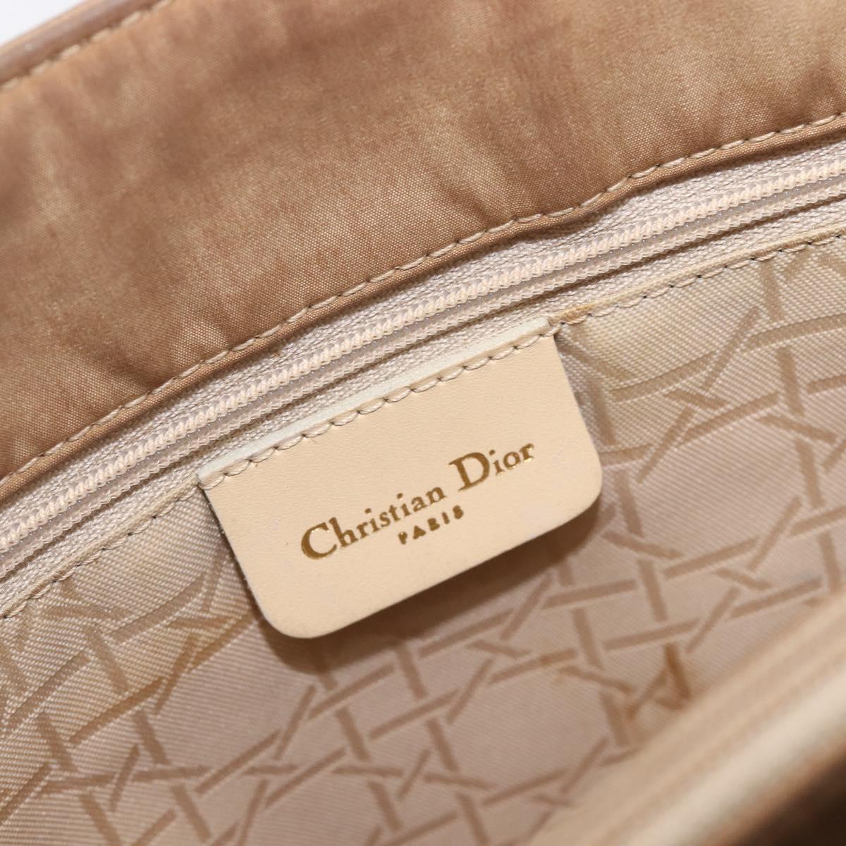 Christian Dior Canage Tote Bag Nylon Beige Gold Auth 209933