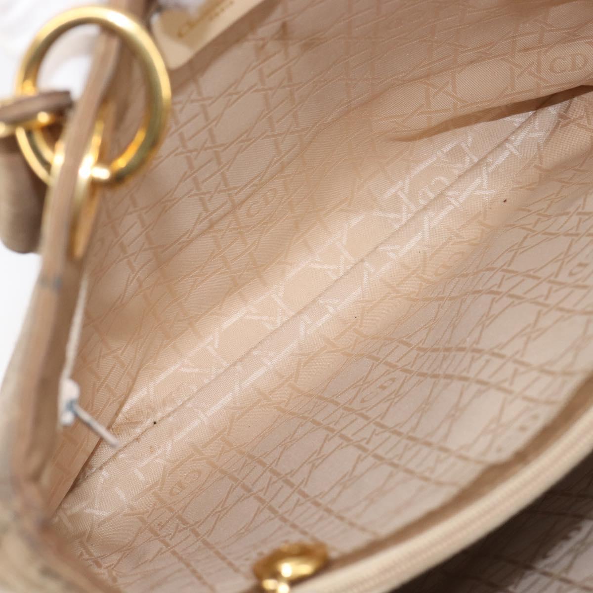 Christian Dior Canage Tote Bag Nylon Beige Gold Auth 209933