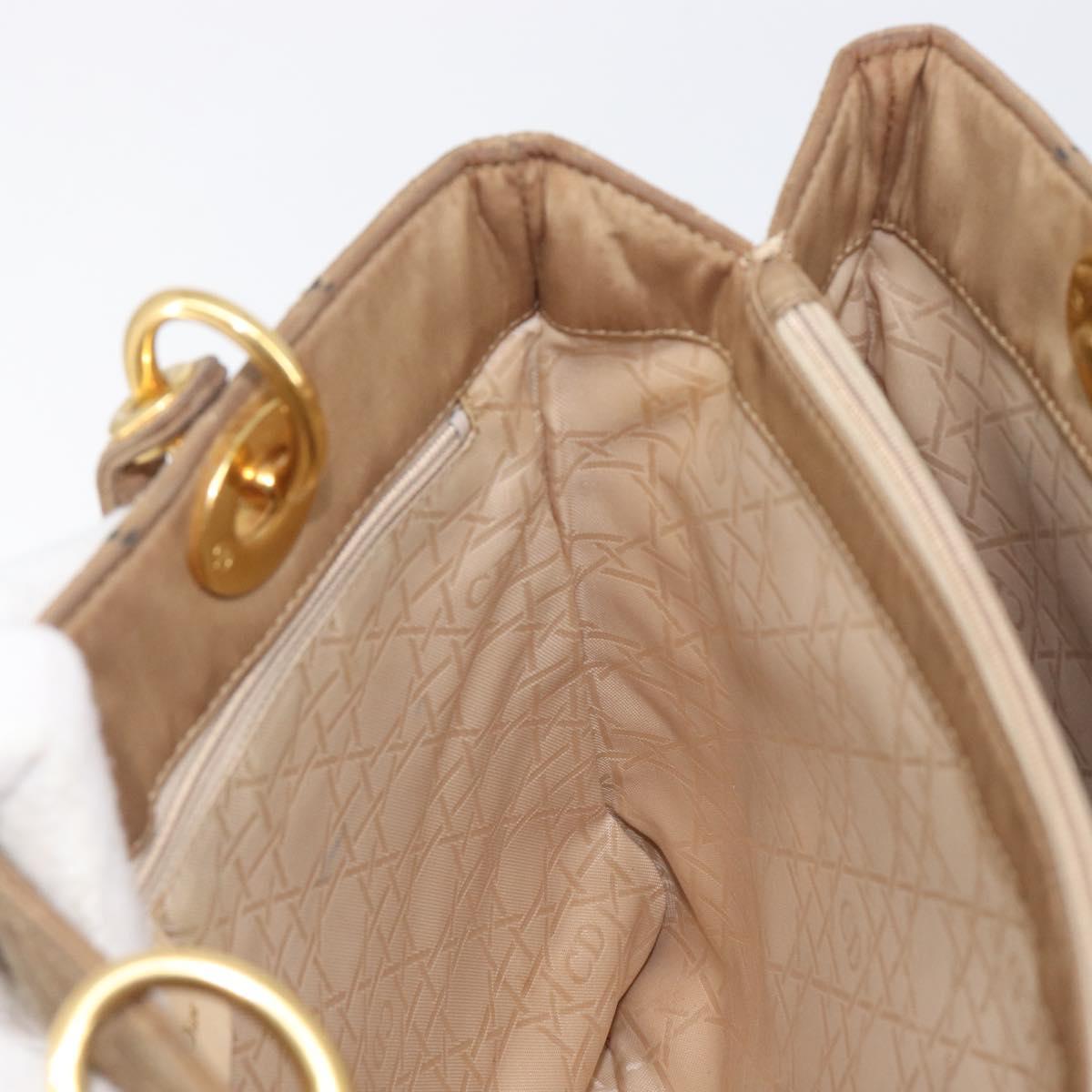 Christian Dior Canage Tote Bag Nylon Beige Gold Auth 209933