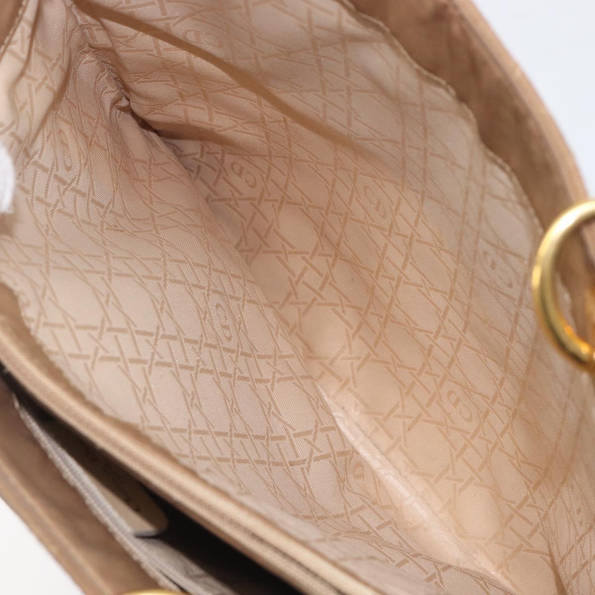 Christian Dior Canage Tote Bag Nylon Beige Gold Auth 209933