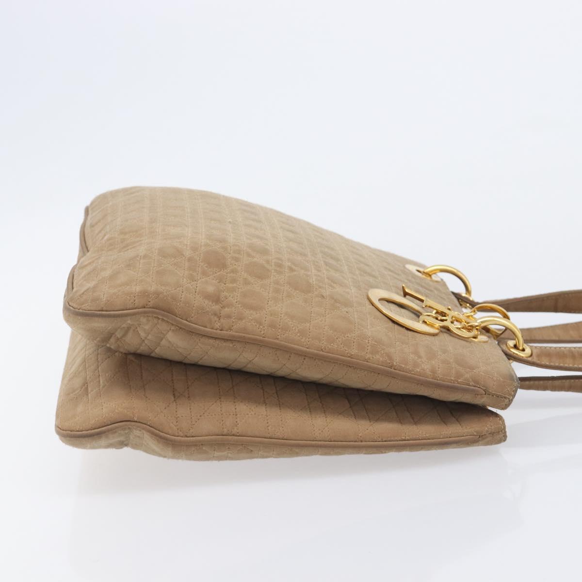 Christian Dior Canage Tote Bag Nylon Beige Gold Auth 209933