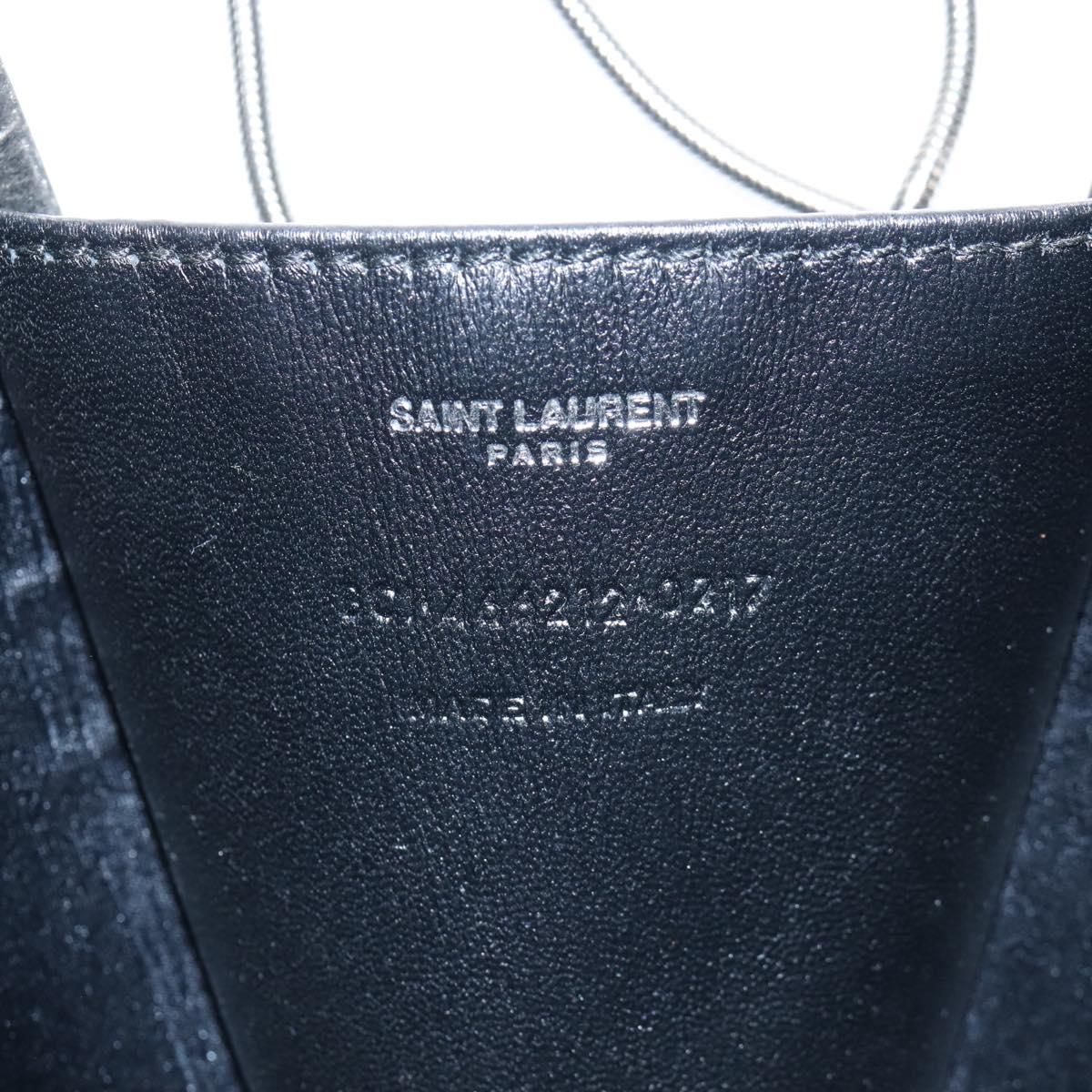 Saint Laurent Chain Love Box Shoulder Bag Leather Black Silver Auth 209941M
