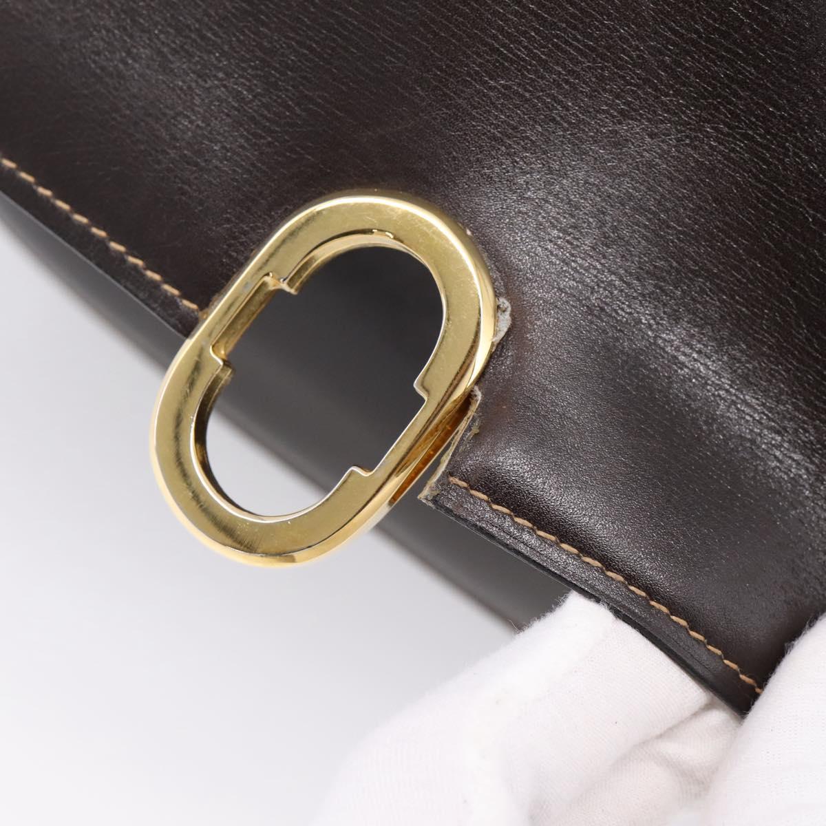 GUCCI Shoulder Bag Leather Brown Gold Auth 209942V