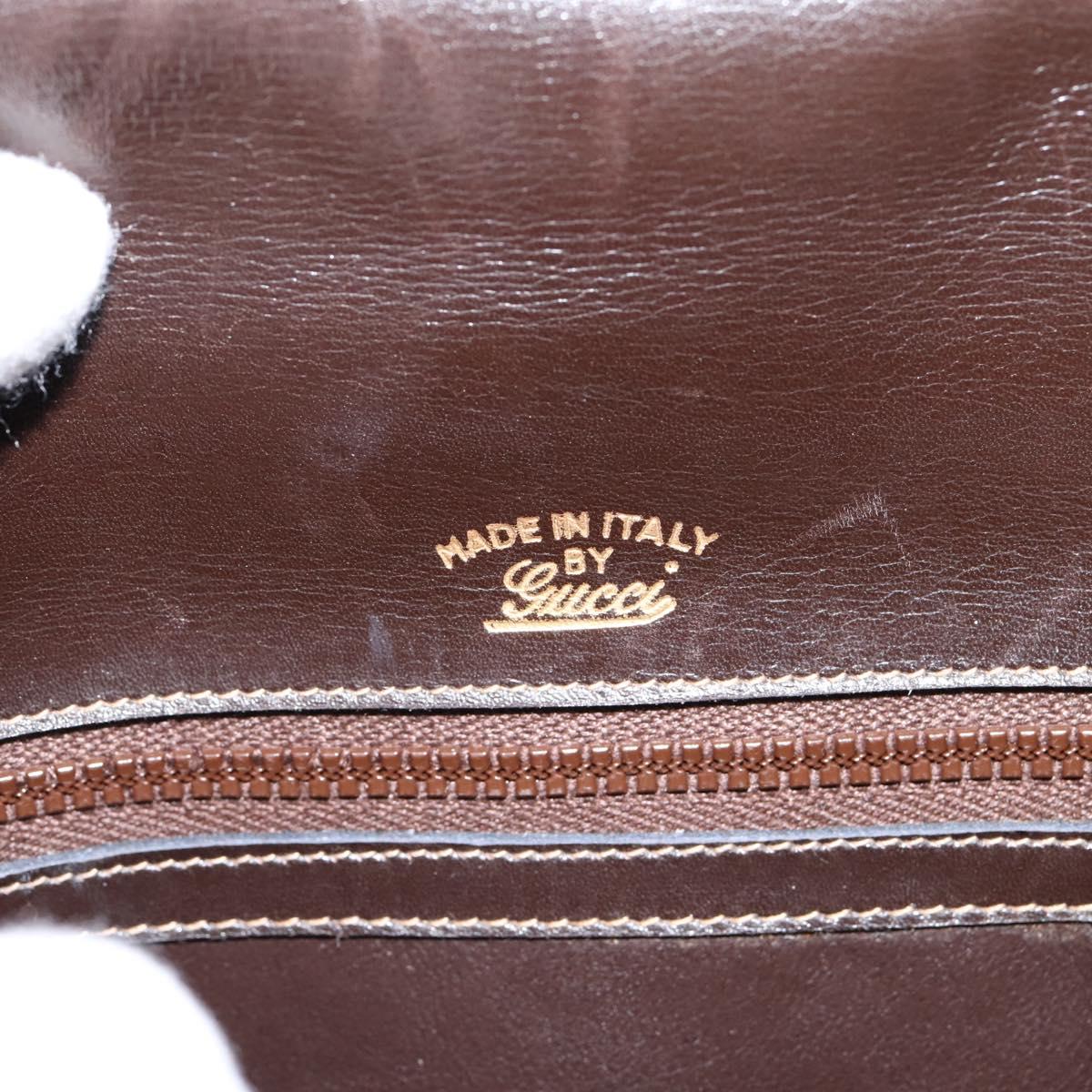 GUCCI Shoulder Bag Leather Brown Gold Auth 209942V