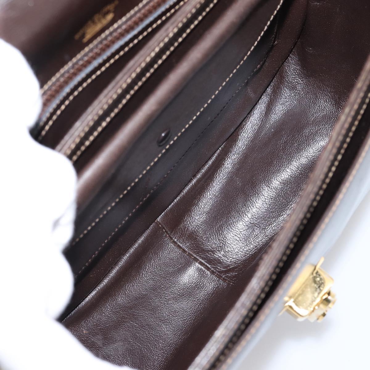 GUCCI Shoulder Bag Leather Brown Gold Auth 209942V