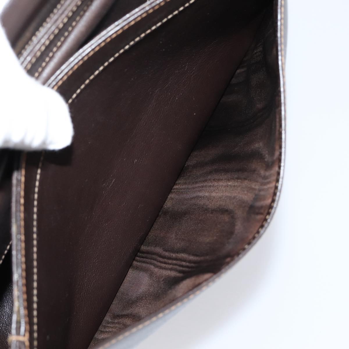 GUCCI Shoulder Bag Leather Brown Gold Auth 209942V