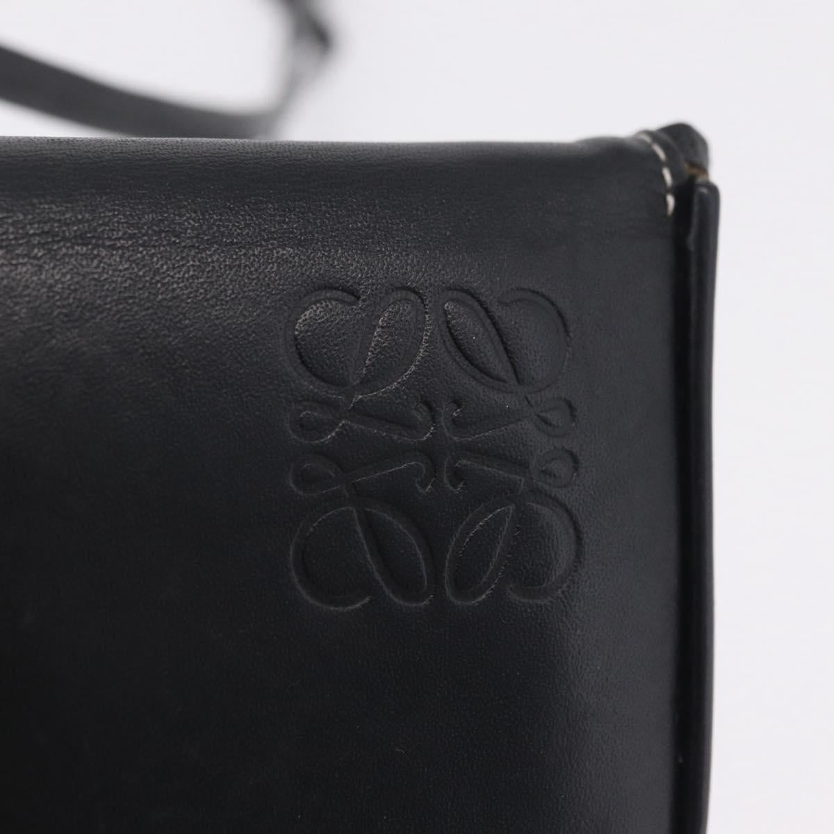 LOEWE Shoulder Pouch Heel Pouch Leather Black Auth 209944