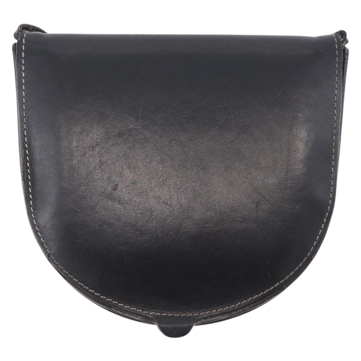 LOEWE Shoulder Pouch Heel Pouch Leather Black Auth 209944