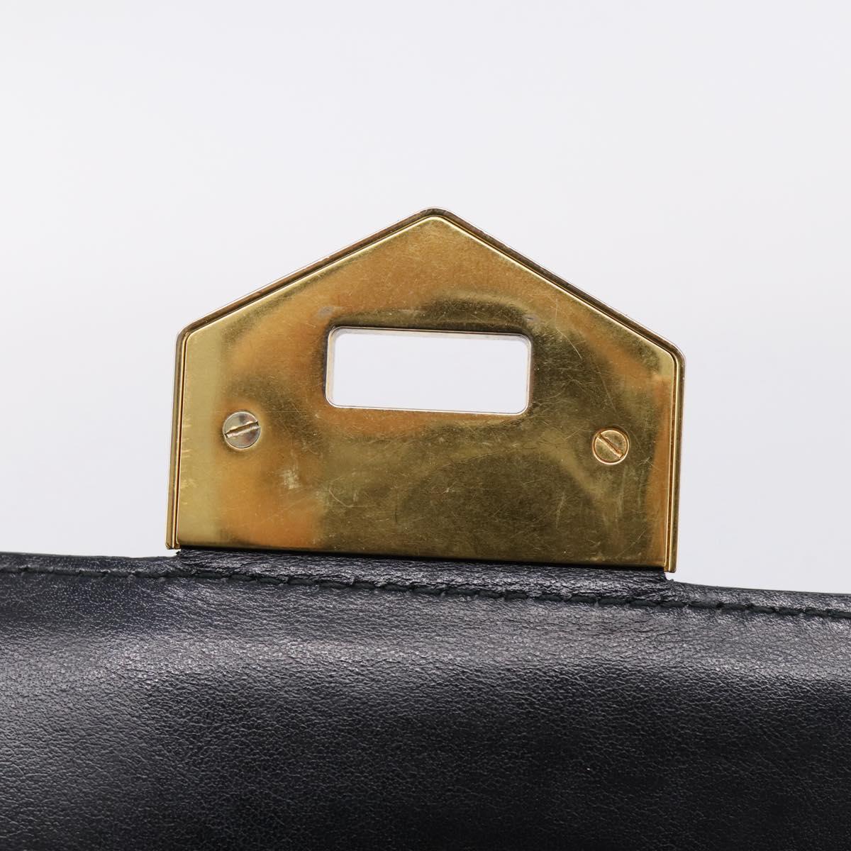 PRADA Chain Shoulder Bag Safiano Leather Black Gold Auth 209945V