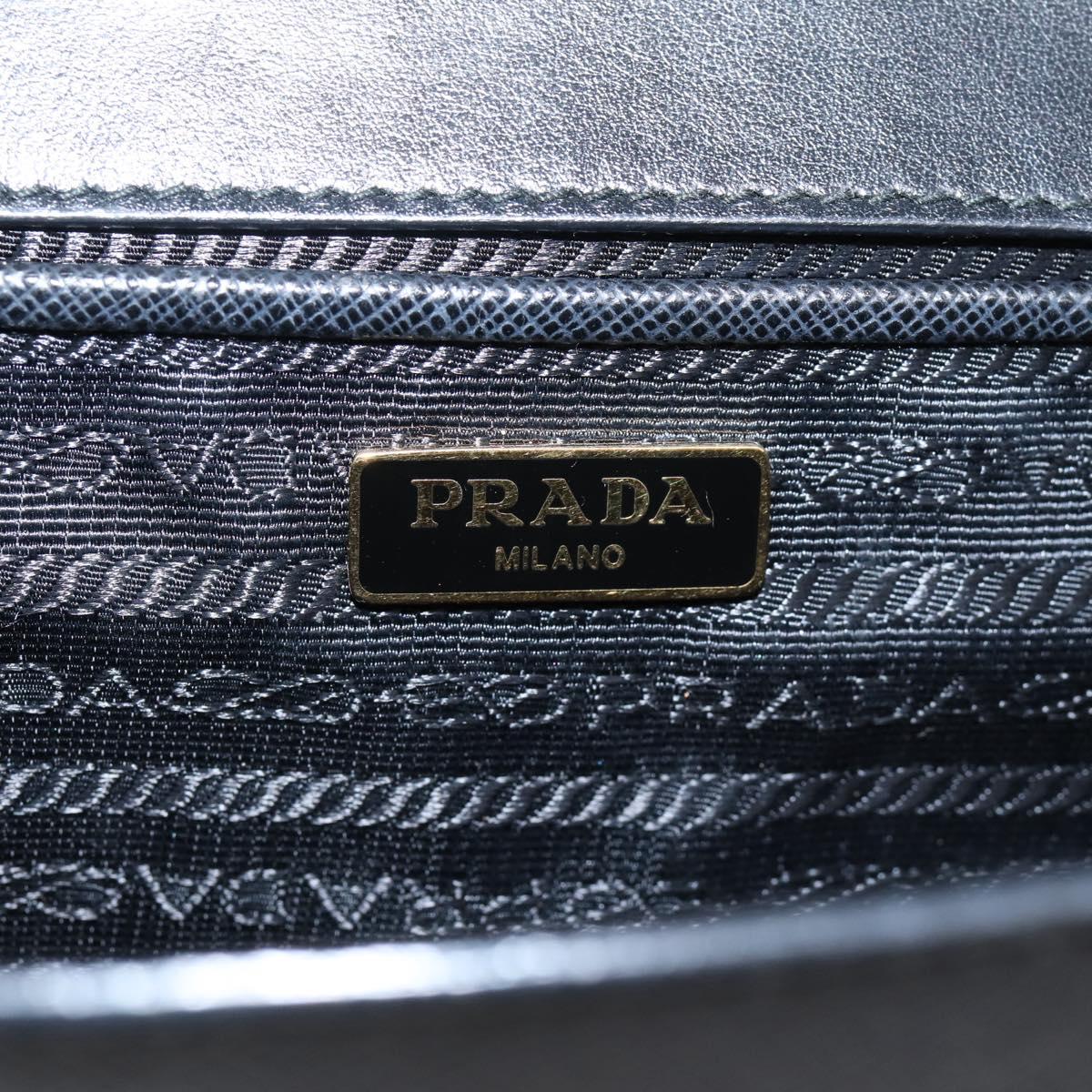 PRADA Chain Shoulder Bag Safiano Leather Black Gold Auth 209945V