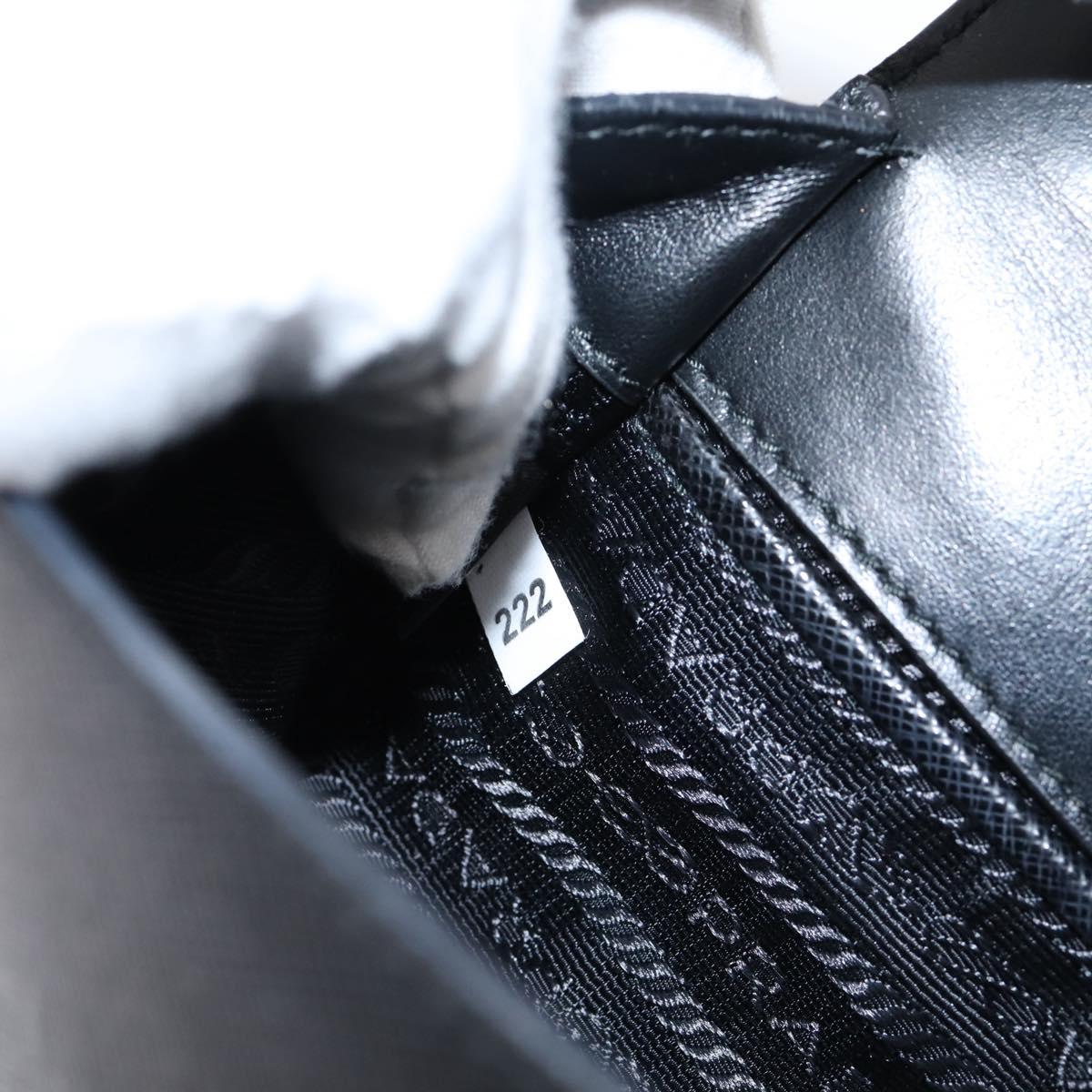 PRADA Chain Shoulder Bag Safiano Leather Black Gold Auth 209945V