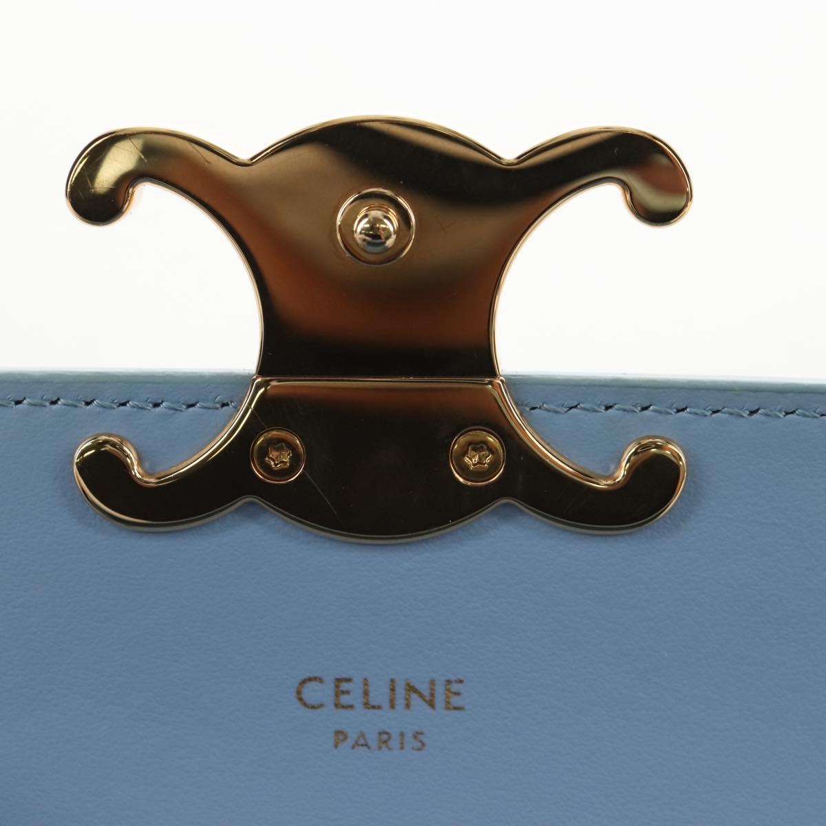 CELINE Triomphe Mini Claude Shoulder Bag Leather Light Blue Auth 209947V