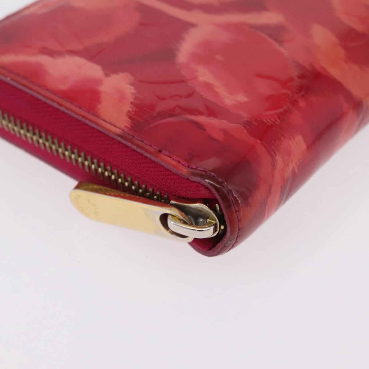 LOUIS VUITTON Monogram Vernis Ikat Flower Zippy Wallet Pink M90019 Auth 209948A