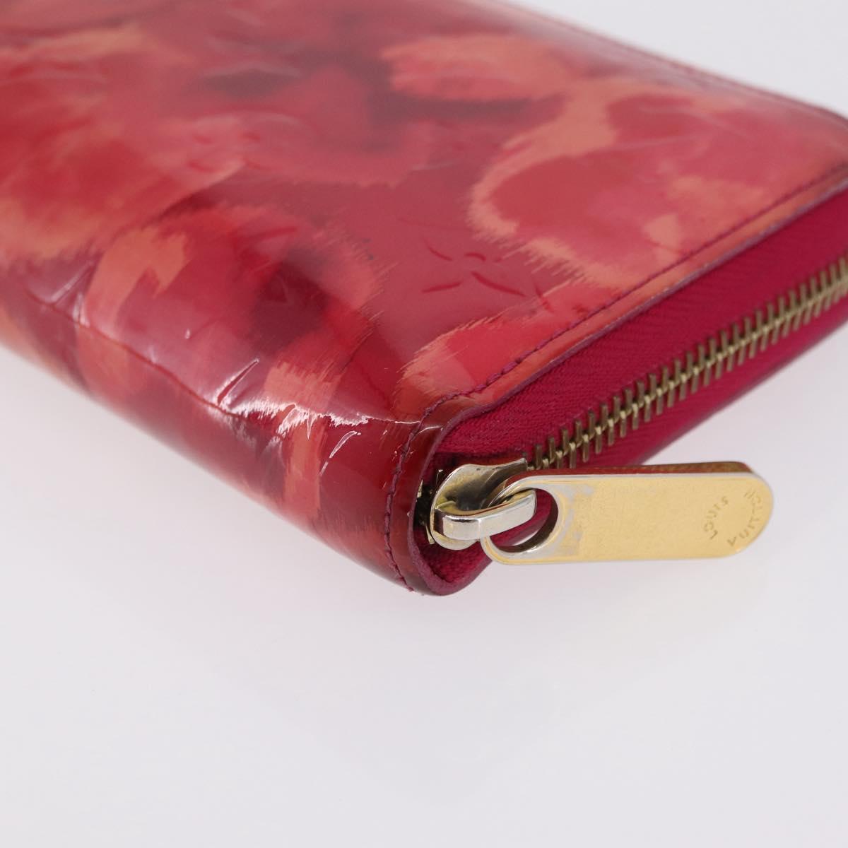 LOUIS VUITTON Monogram Vernis Ikat Flower Zippy Wallet Pink M90019 Auth 209948A