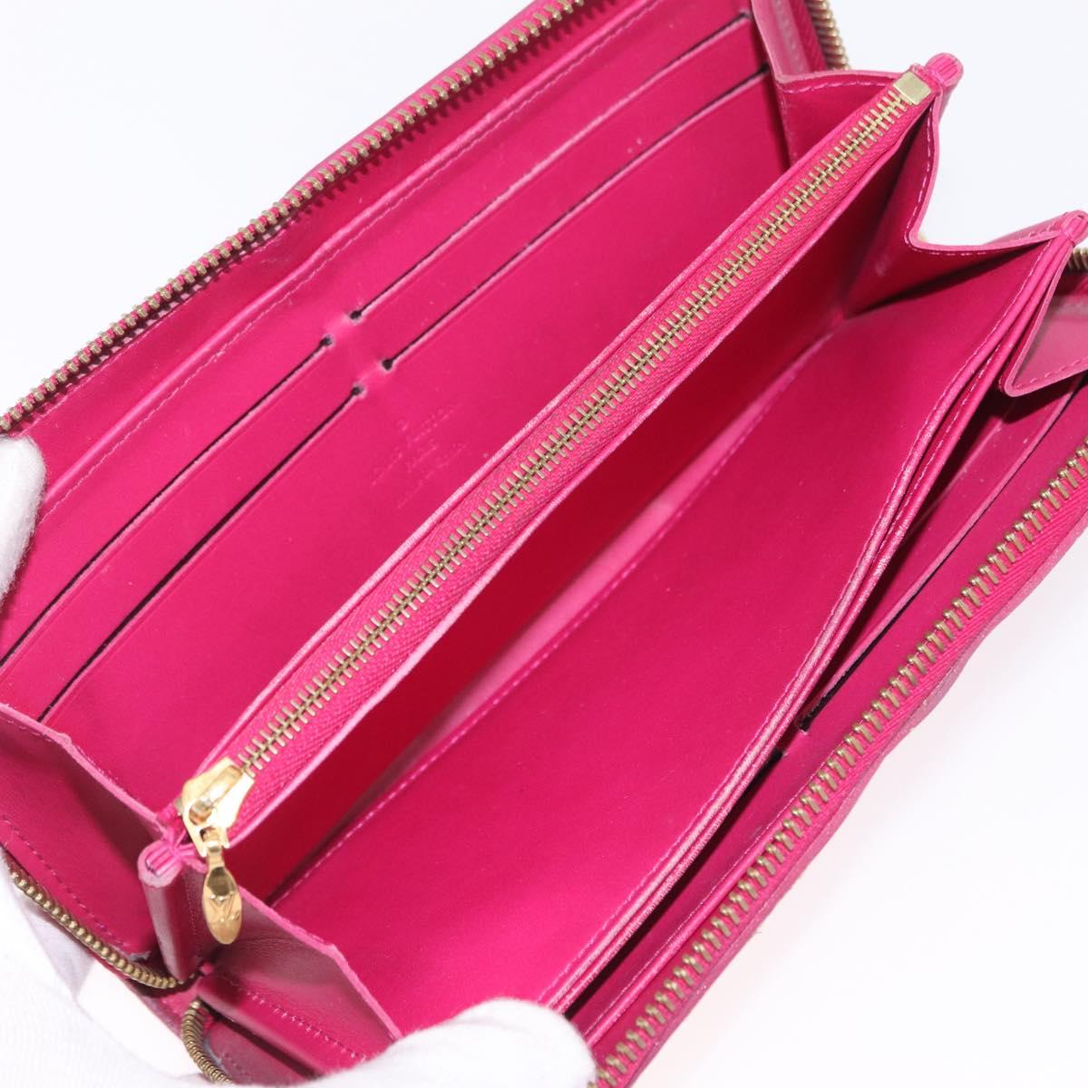 LOUIS VUITTON Monogram Vernis Ikat Flower Zippy Wallet Pink M90019 Auth 209948A