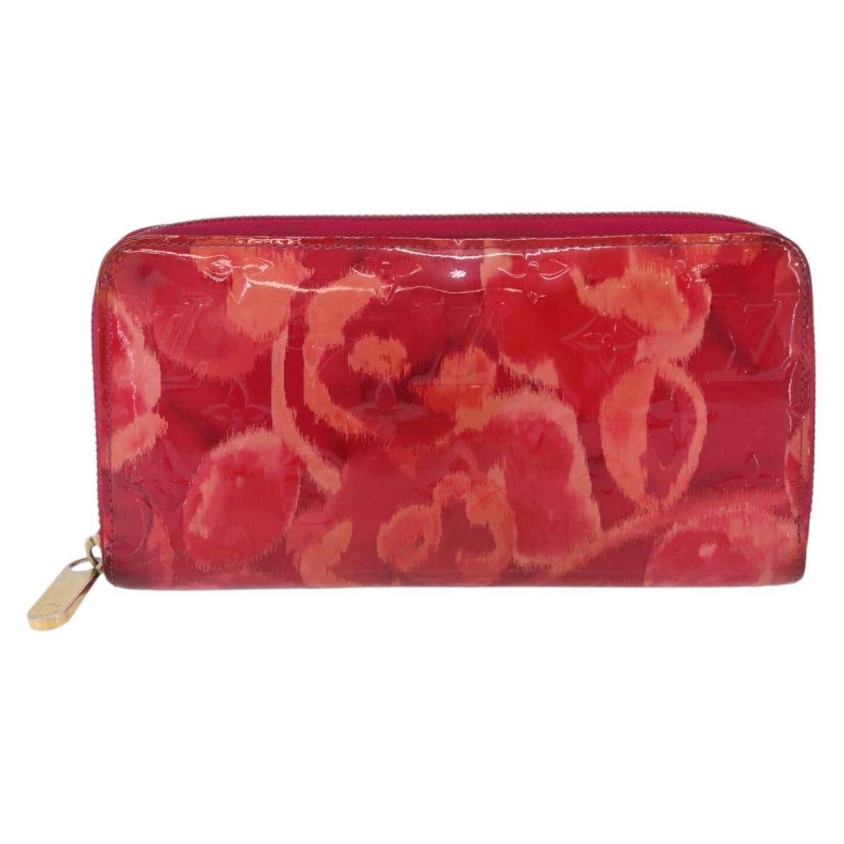 LOUIS VUITTON Monogram Vernis Ikat Flower Zippy Wallet Pink M90019 Auth 209948A