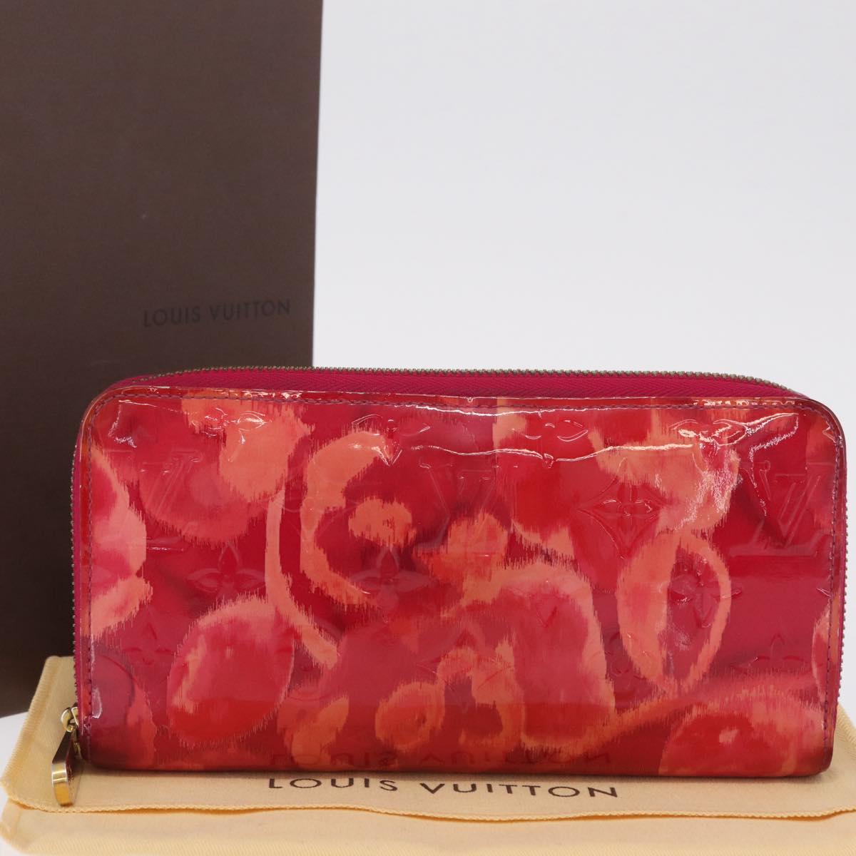 LOUIS VUITTON Monogram Vernis Ikat Flower Zippy Wallet Pink M90019 Auth 209948A
