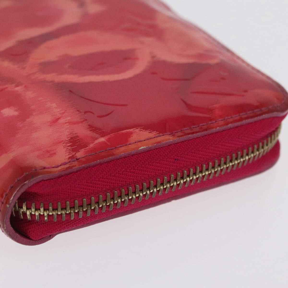 LOUIS VUITTON Monogram Vernis Ikat Flower Zippy Wallet Pink M90019 Auth 209948A