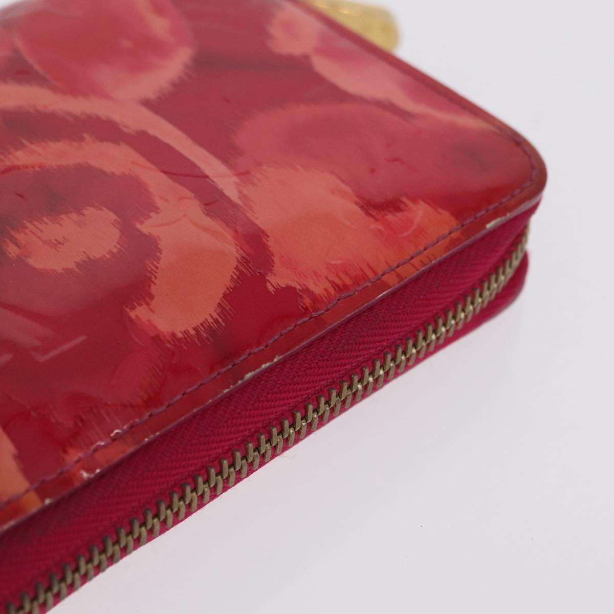 LOUIS VUITTON Monogram Vernis Ikat Flower Zippy Wallet Pink M90019 Auth 209948A