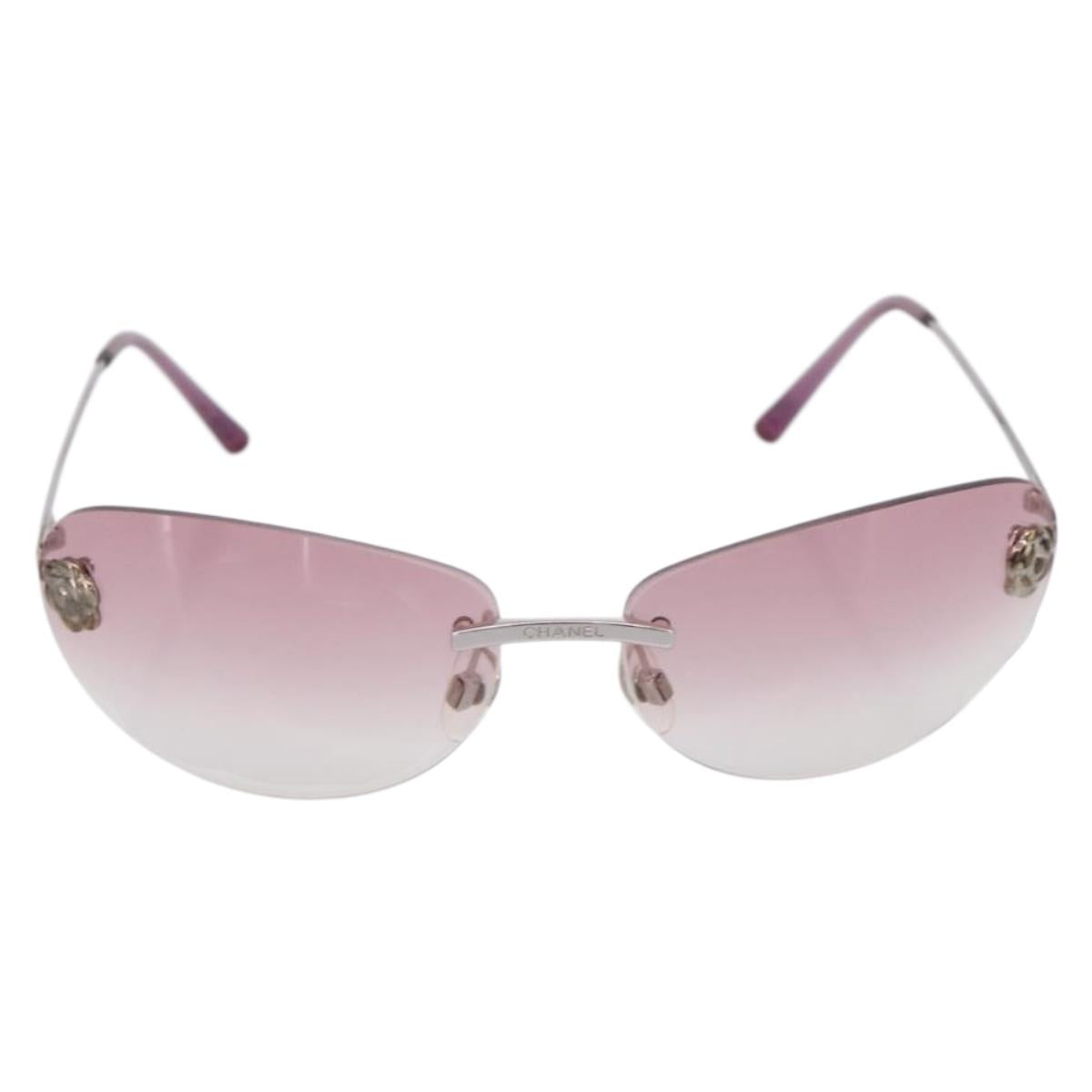 CHANEL Camelia Sunglasses Metal Pink CC Auth 209949V