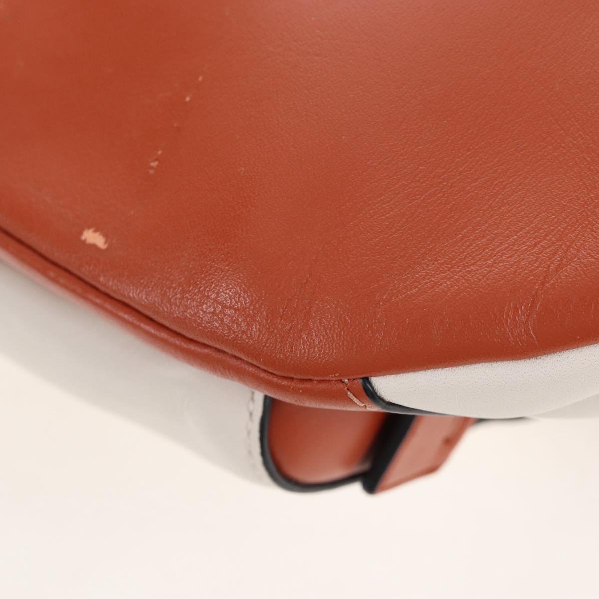 Coach Body Bag Leather Brown White Auth 209957A