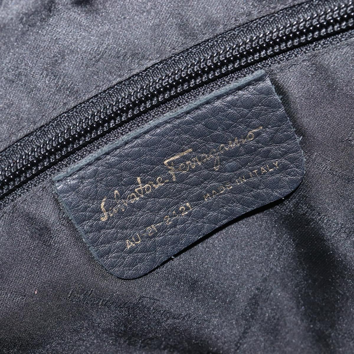 Salvatore Ferragamo Gancini Shoulder Bag Leather Black Gold Auth 209958A