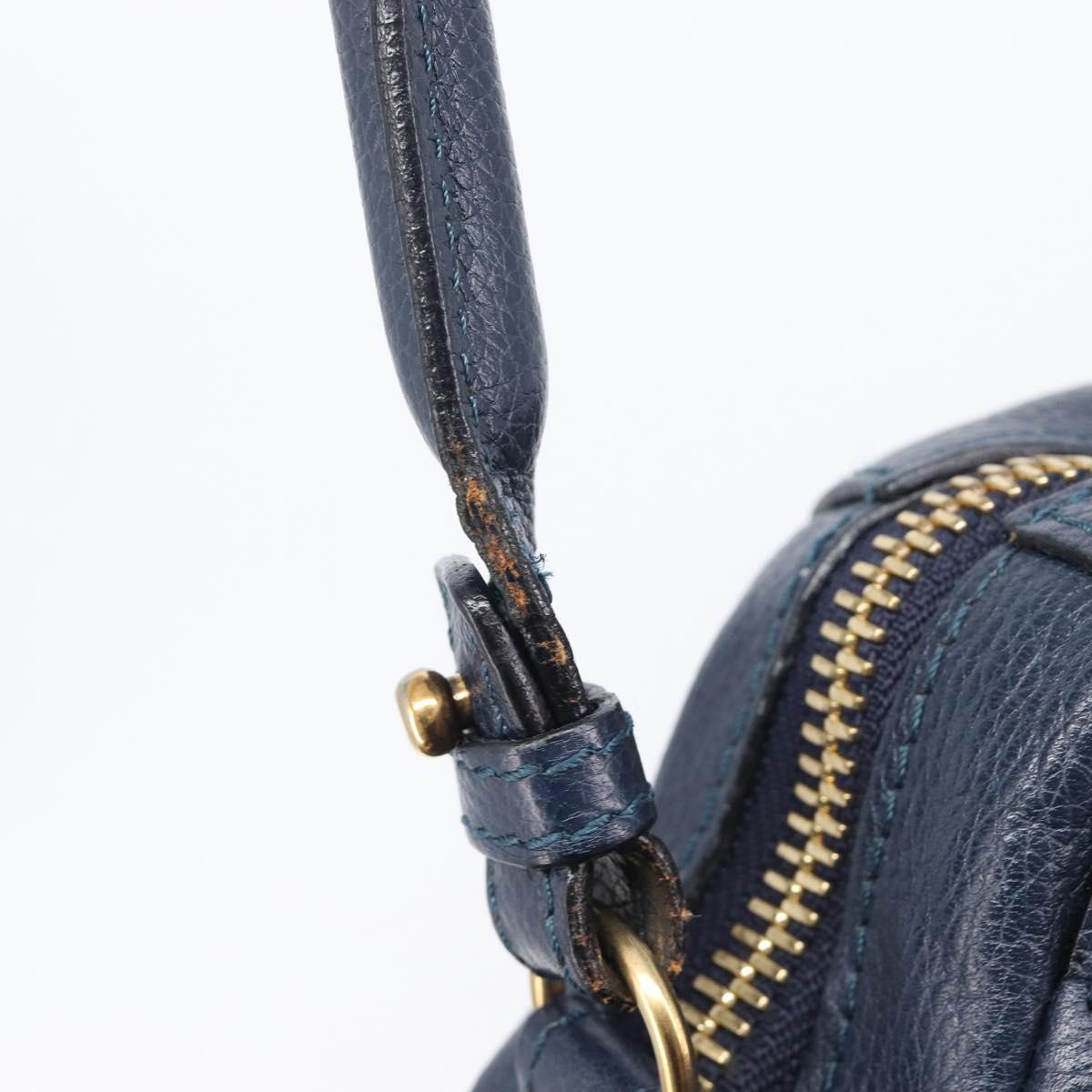 Chloe Paraty Hand Bag Leather 2way Navy Gold Auth 209959V