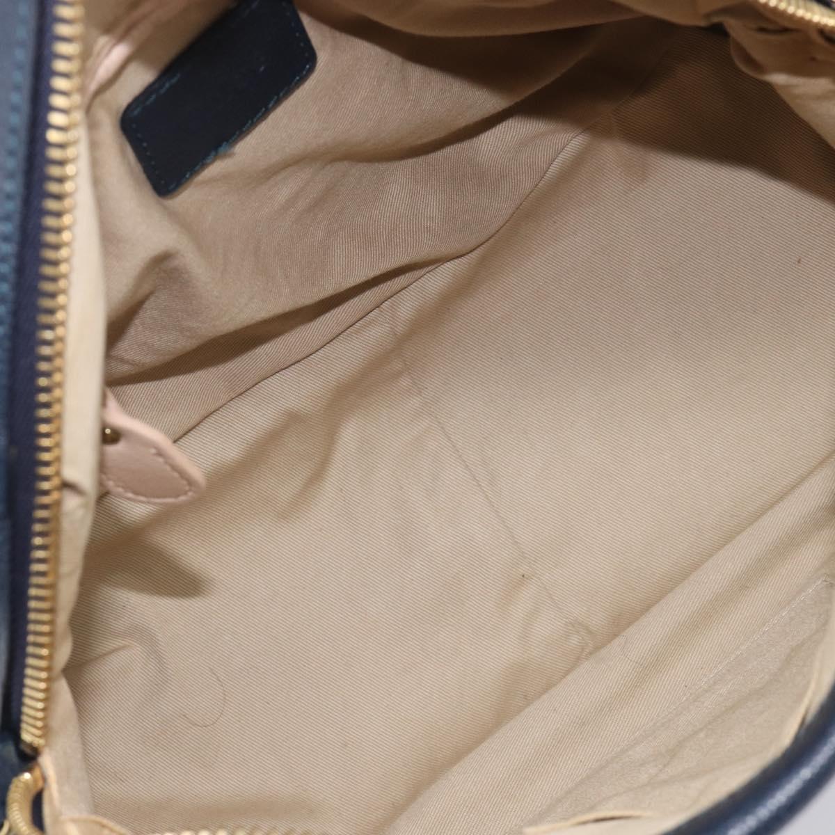 Chloe Paraty Hand Bag Leather 2way Navy Gold Auth 209959V