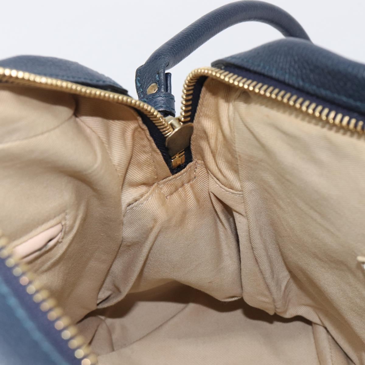Chloe Paraty Hand Bag Leather 2way Navy Gold Auth 209959V