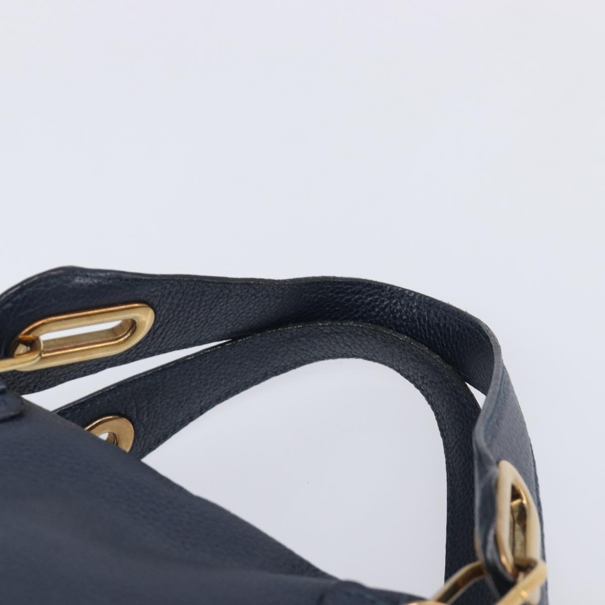 Chloe Paraty Hand Bag Leather 2way Navy Gold Auth 209959V