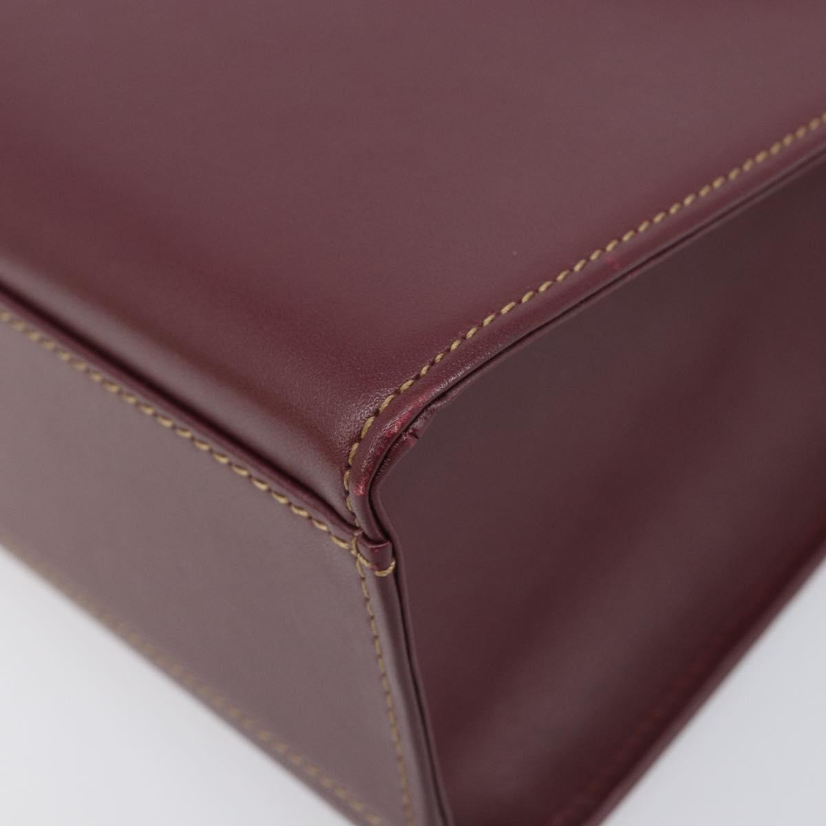 Cartier Must Line Hand Bag Leather Bordeaux Gold Auth 209960
