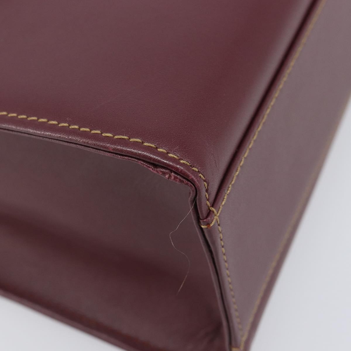 Cartier Must Line Hand Bag Leather Bordeaux Gold Auth 209960