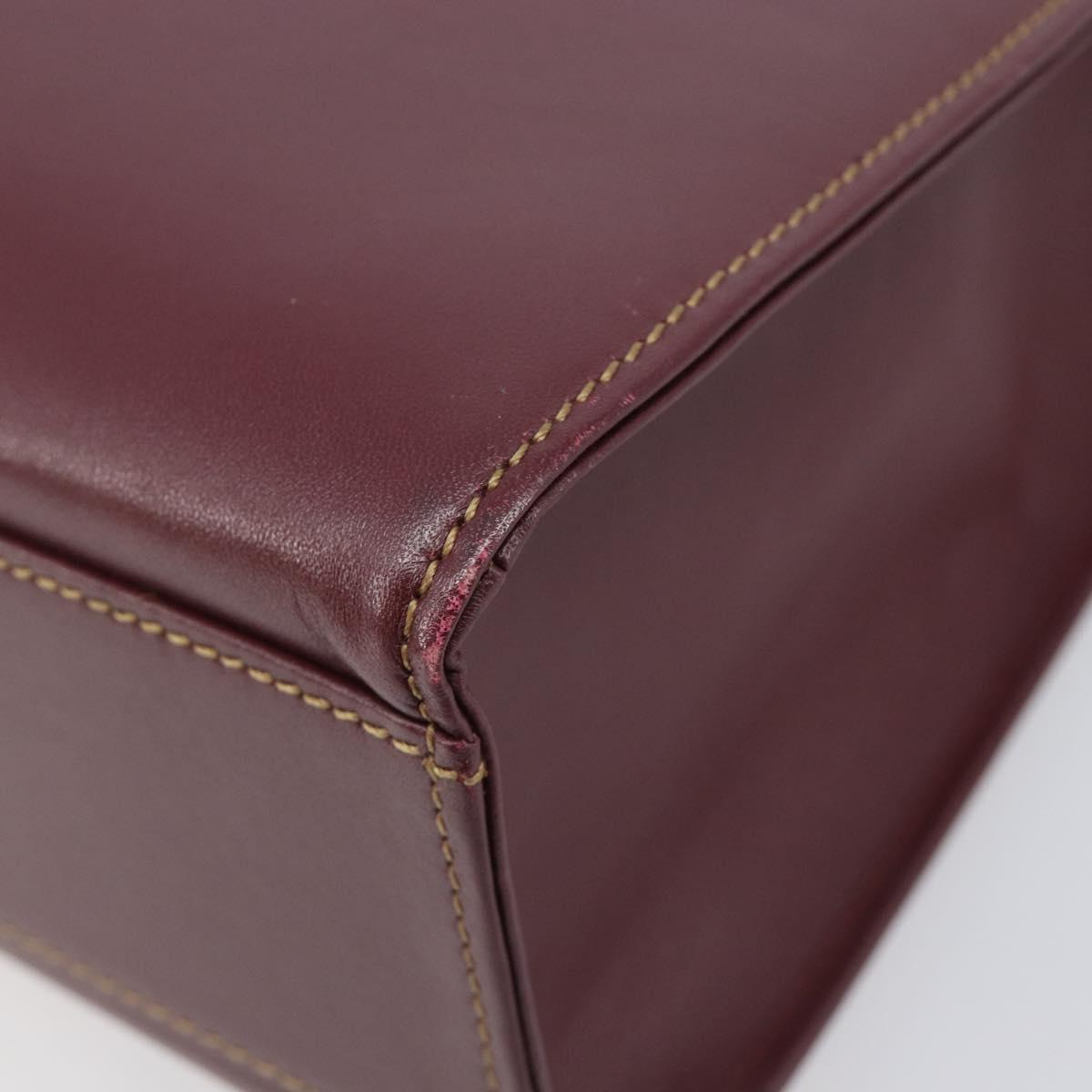 Cartier Must Line Hand Bag Leather Bordeaux Gold Auth 209960