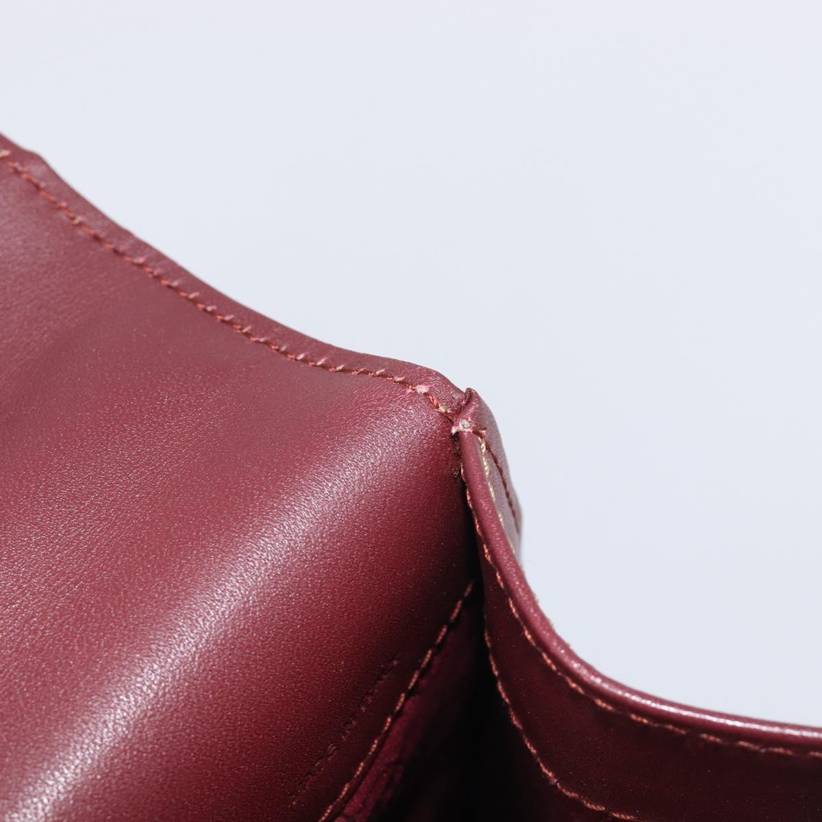 Cartier Must Line Hand Bag Leather Bordeaux Gold Auth 209960