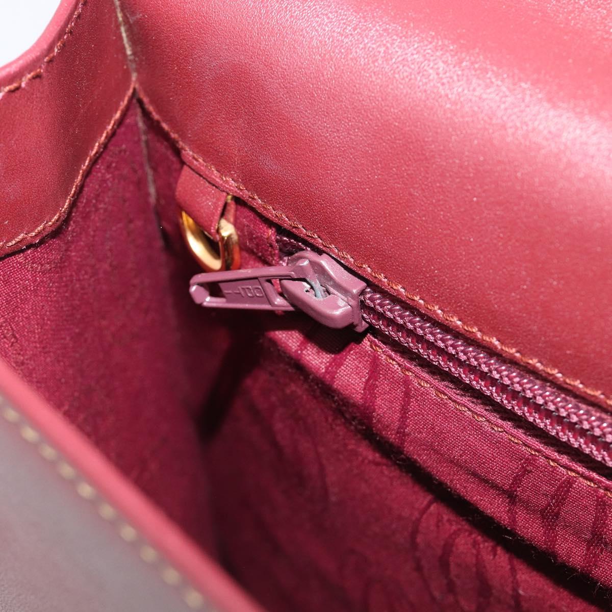 Cartier Must Line Hand Bag Leather Bordeaux Gold Auth 209960