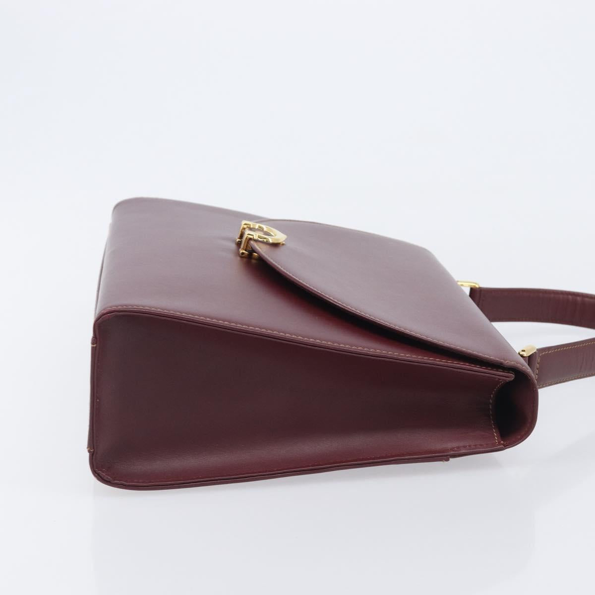 Cartier Must Line Hand Bag Leather Bordeaux Gold Auth 209960