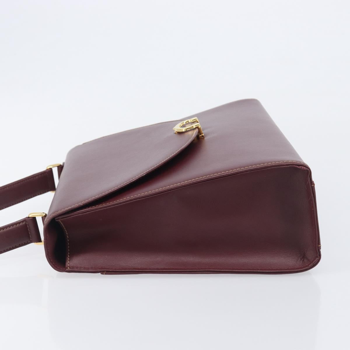 Cartier Must Line Hand Bag Leather Bordeaux Gold Auth 209960