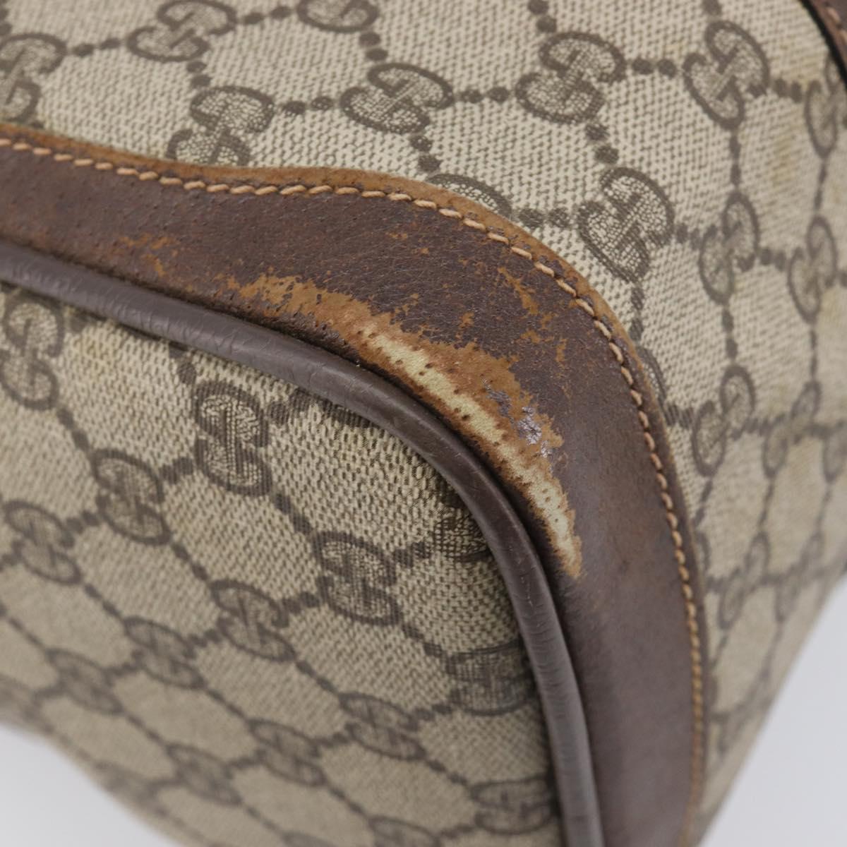 GUCCI GG Supreme Web Sherry Line Boston Bag PVC Beige Gold Auth 209967