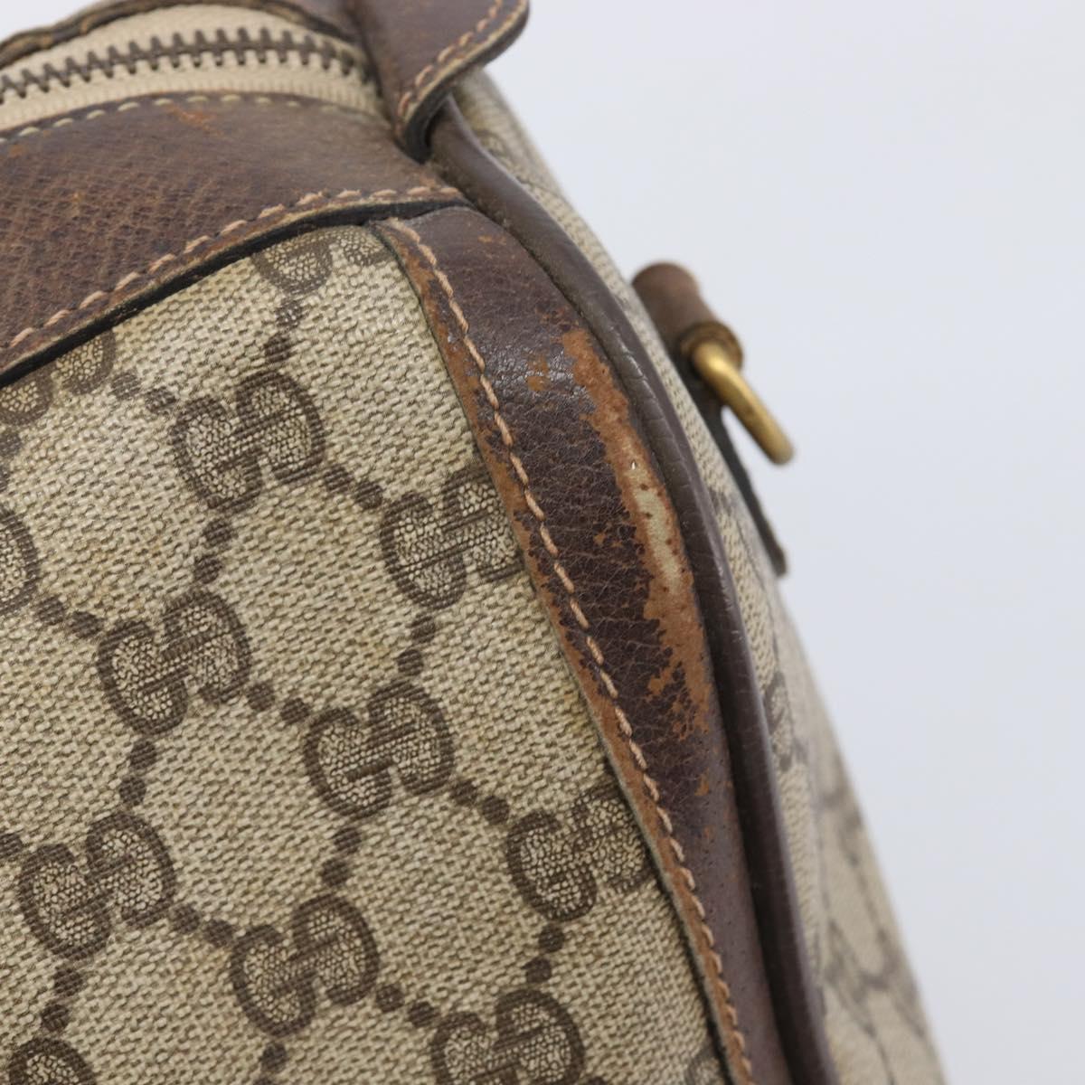 GUCCI GG Supreme Web Sherry Line Boston Bag PVC Beige Gold Auth 209967