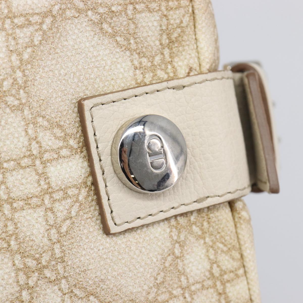 Christian Dior Panarea Hand Bag Canvas Ivory Silver Auth 209976A
