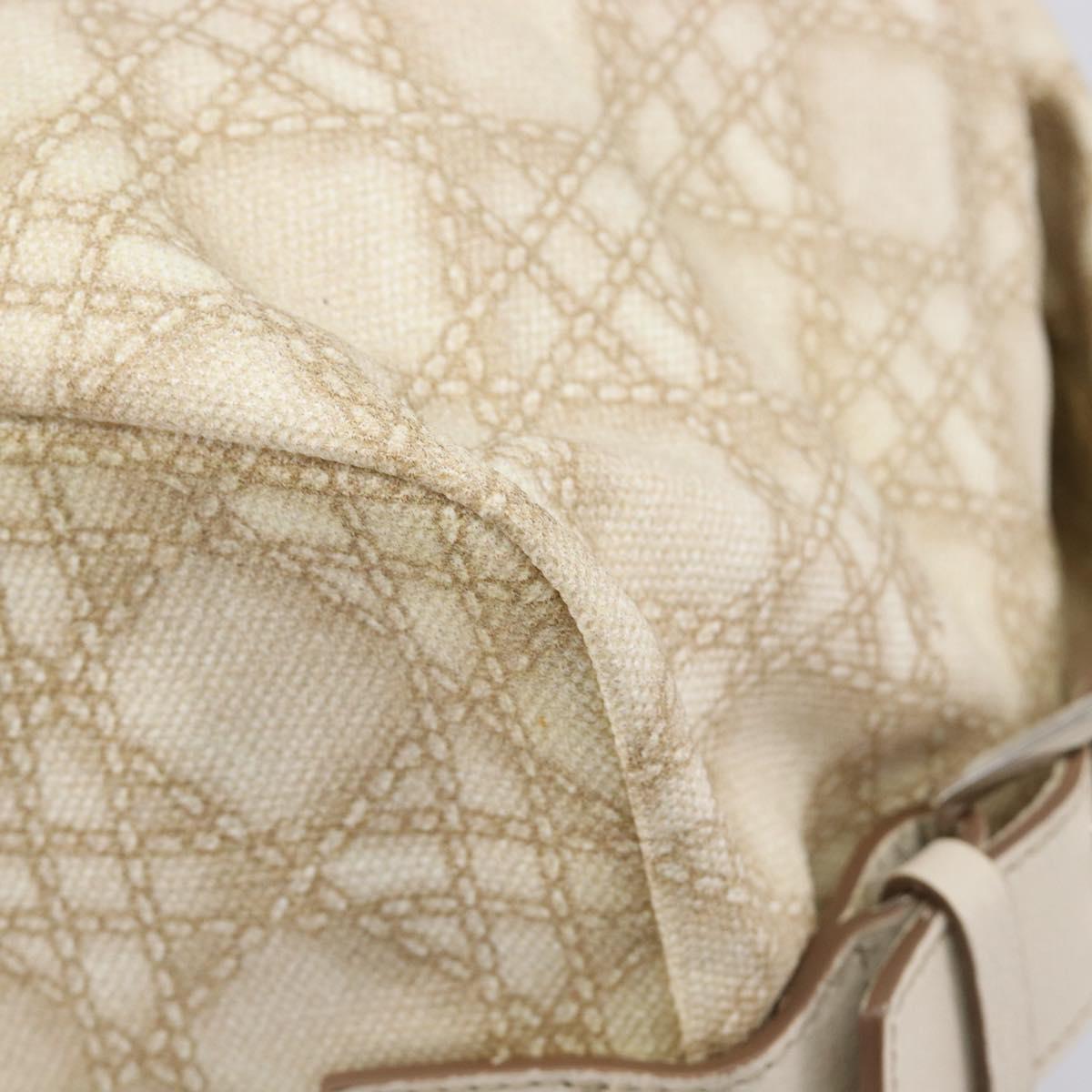 Christian Dior Panarea Hand Bag Canvas Ivory Silver Auth 209976A