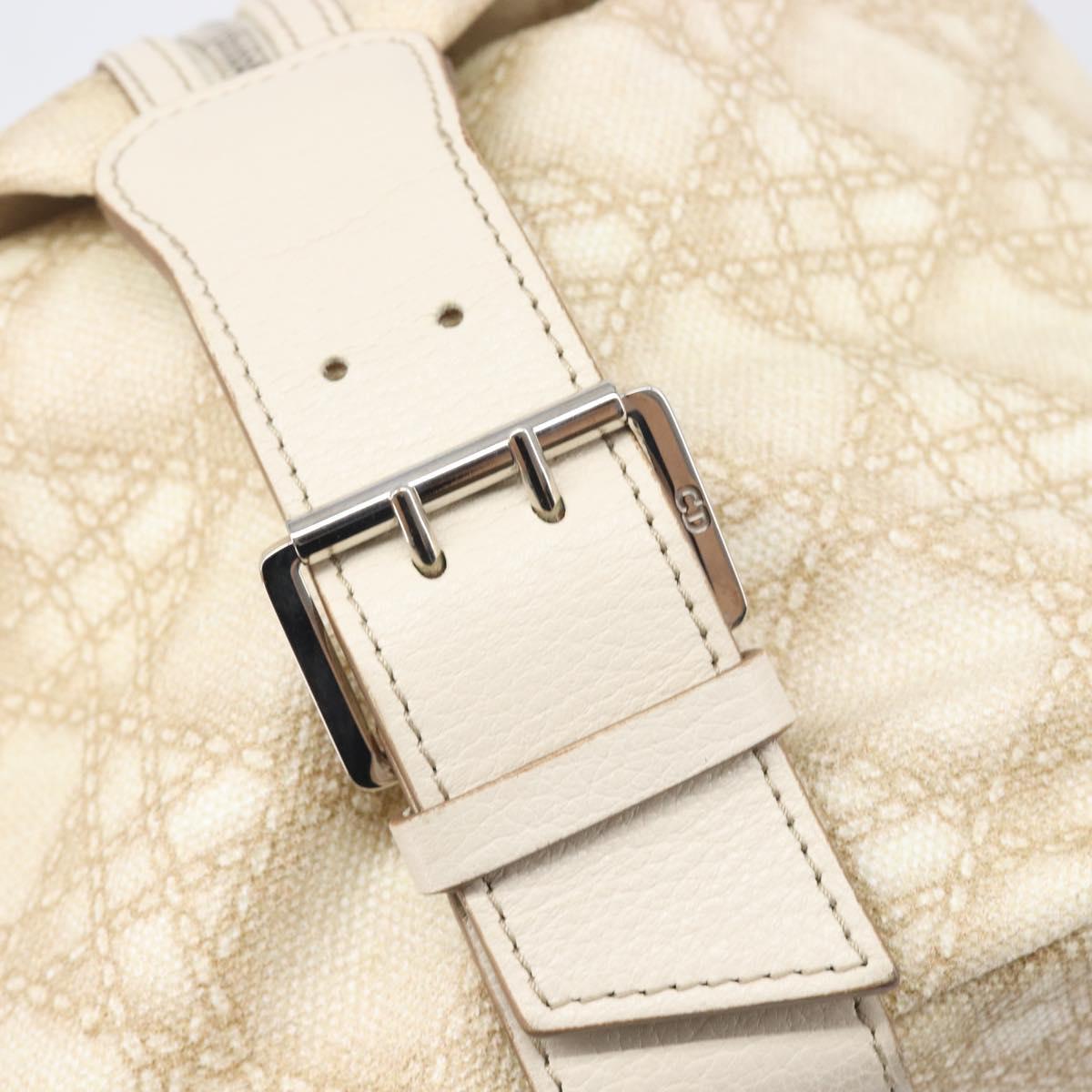 Christian Dior Panarea Hand Bag Canvas Ivory Silver Auth 209976A