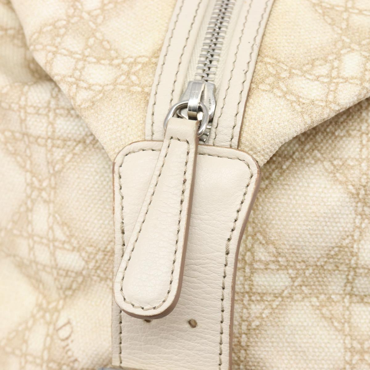 Christian Dior Panarea Hand Bag Canvas Ivory Silver Auth 209976A