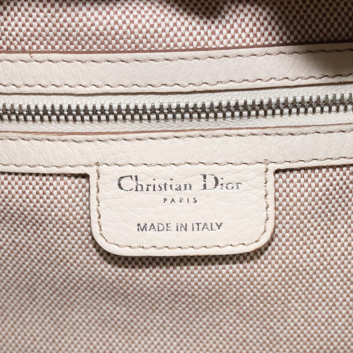 Christian Dior Panarea Hand Bag Canvas Ivory Silver Auth 209976A