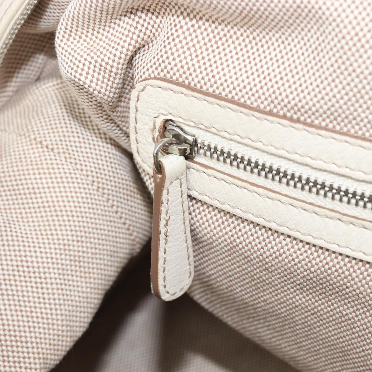 Christian Dior Panarea Hand Bag Canvas Ivory Silver Auth 209976A