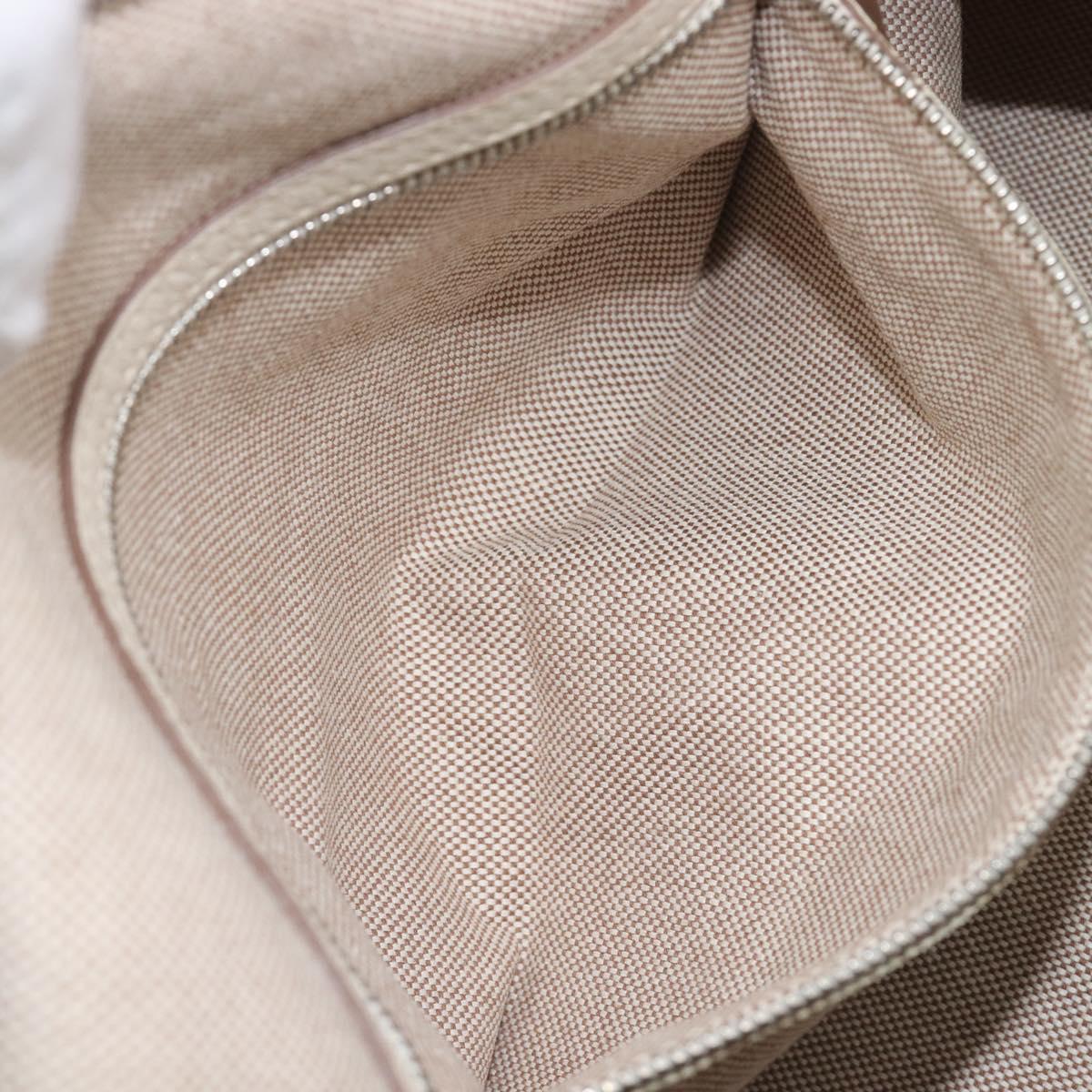 Christian Dior Panarea Hand Bag Canvas Ivory Silver Auth 209976A