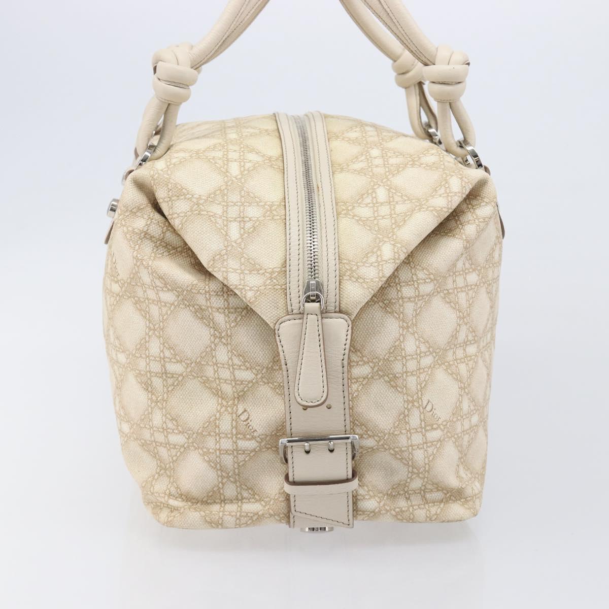 Christian Dior Panarea Hand Bag Canvas Ivory Silver Auth 209976A