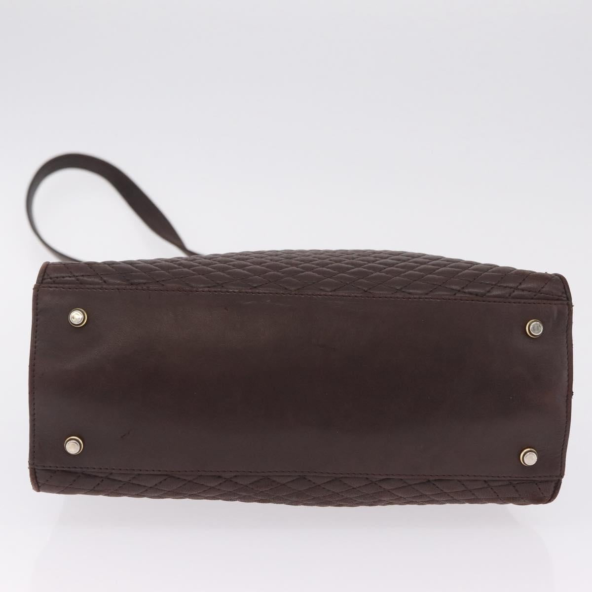 Bally Hand Bag Leather 2way Brown Gold Auth 209977