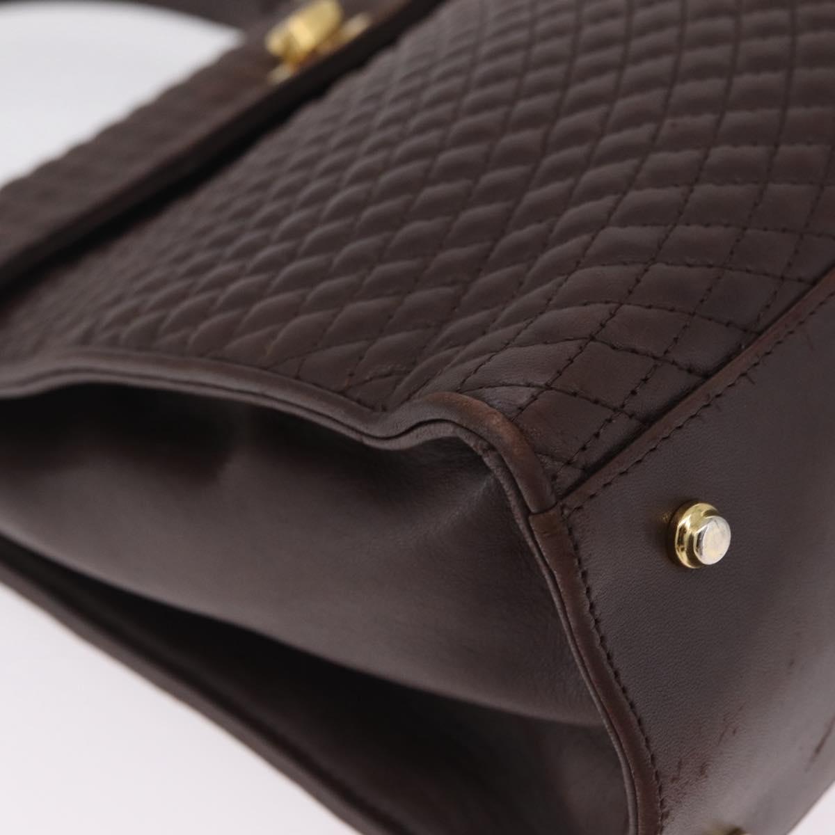 Bally Hand Bag Leather 2way Brown Gold Auth 209977